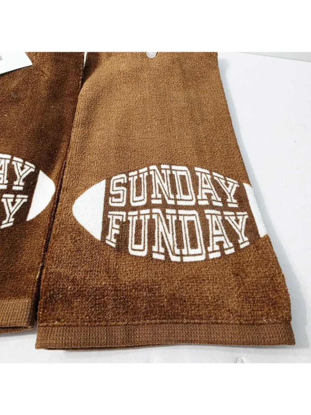2 Brown Cotton Kitchen Towels Sunday Funday Football Themed Decor